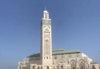 Our view as we walk towards the third largest mosque in the world. 