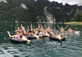 Tubing at the Floating bungalows 