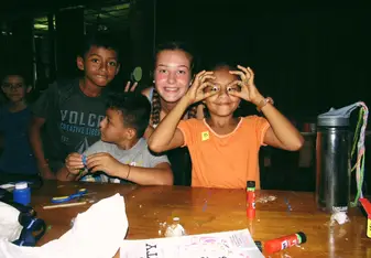 This was taken of me and a few campers during arts and crafts at camp!! 