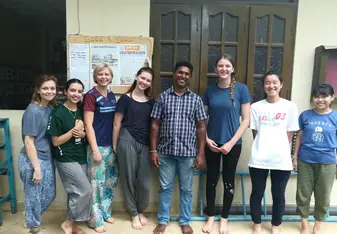 All the volunteers with our driver at the school