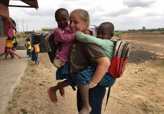Me with the little kids, they were riding piggyback