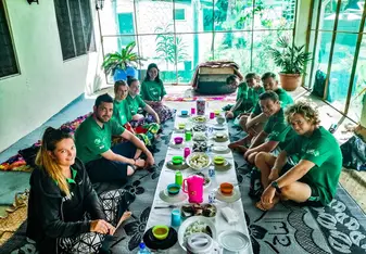 Eating the local food on a culture day trip