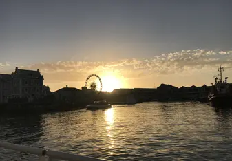 Enjoying a beautiful sunset after hard work