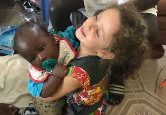 Taking care of adorable baby boy 