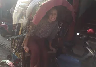 Took a ride in a Rickshaw as part of the Scavenger Hunt