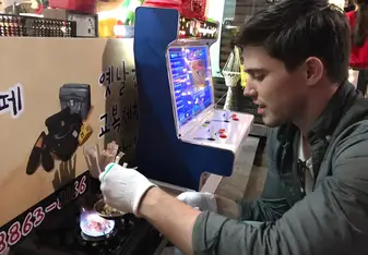 Making candy on the street