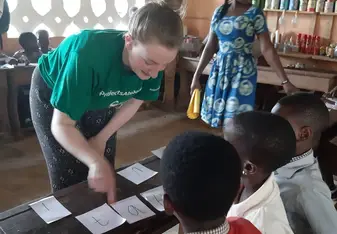This is a photo of me teaching the class two students. 