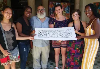 Summer 2019 students with local artist