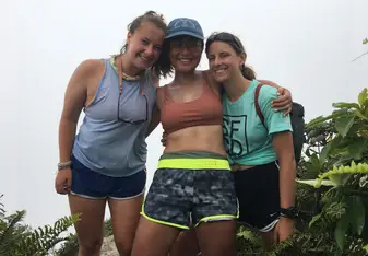 Julia, Maddie and I at the top of Mt. Scenery