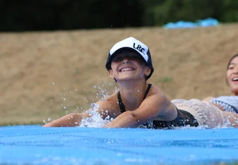 The famous waterslide at L&E World Camp UK