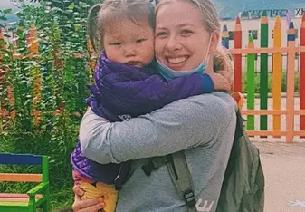 Playing with Mongolian children