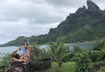 The group on a WWII cannon in Bora Bora