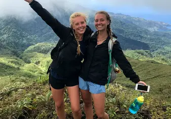 Skye and me on top of a mountain in St. Vincent and the Grenadines