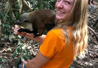 Hanging out with the wild monkeys at Tafi Atome in the Volta Region!