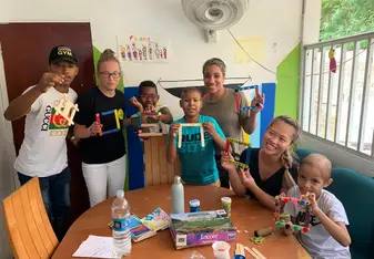 Lots of arts and crafts with the children.