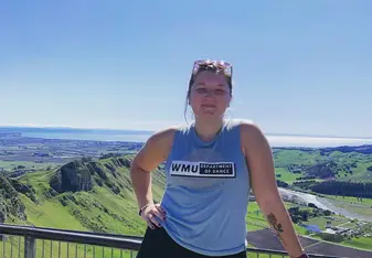 A photo of me during our Intern NZ trip to Napier at the Te Mata Peak.