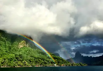 View of Moorea, French Polynesia after a rainstorm