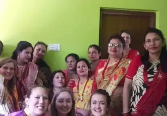 With the women of the village