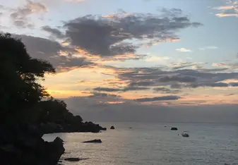 View at sunset on camp