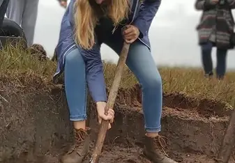 Myself connection to the Irish traditions by cutting turf from the bog 