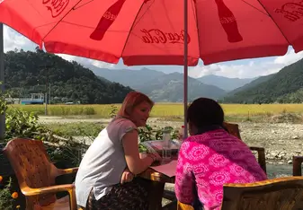 Lesson in the beautiful countryside of Nepal