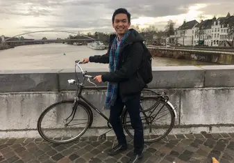 My bike and I over the river Maas
