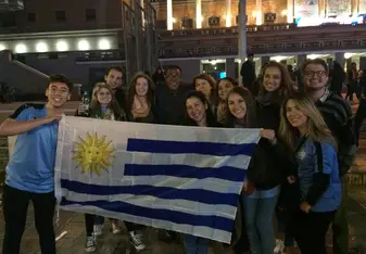 Students show off their Uruguay pride.