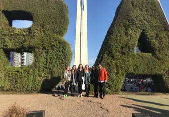 The famous BA sign and Obelisco located downtown in the congreso district 
