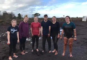 This was five of the the AIFS students in my program (including myself) after jumping in the peat-bog at the traditional Irish Farm experience. 