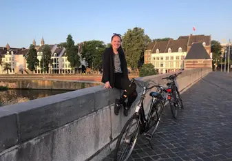 Biking across the river Maas 