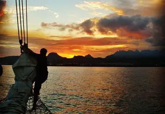 Anchor watch during sunrise at Mauritius