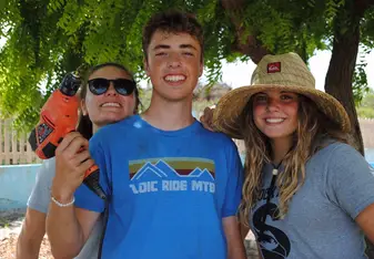 we helped work on a few schools and this is a picture of us taking a little break