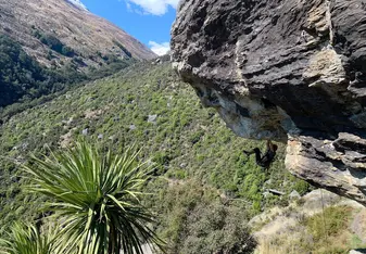 *successful* first lead climb in a cave 