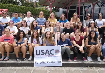 My group on the steps of our university - UNA 