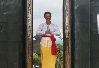 In a temple in Bali