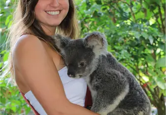 Holding a koala at the Currumbin Wildlife Sanctuary!
