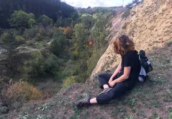 On a hike with some friends a tram ride away from the apartment 