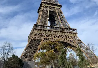 A couple of my friends and I in front of the Eiffel Tower in Paris! 