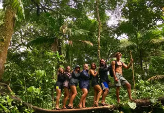 My friends and I hiking in Arenal Volcano National Park