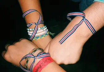 We all recieved red white and blue Rustic pathways bracelets as a symbol of the friendships we had made and our unity in the work we had done at the end of the trip.