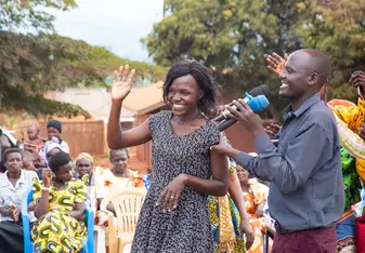 At a community gathering/celebration in Kiteza village 