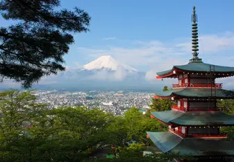 Snowcapped mountain view in Kyoto