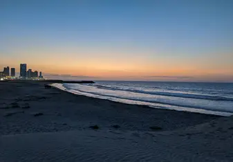 The view at sunset from the beach only a 5 minute walk from the house 