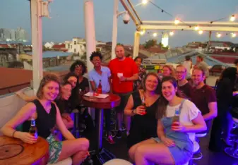 After-class activity: rooftop bar drinks