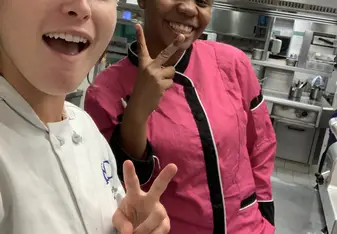 Me and Other student Richelle in the restaurant!