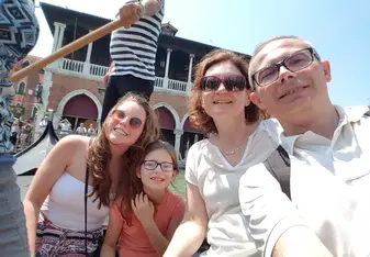 My host family in a gondola in Venice!