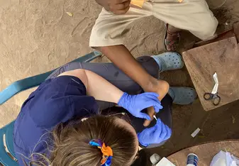 Example of wound care at the schools.