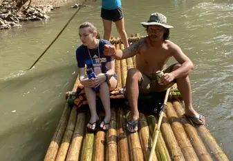 Learning how to bamboo raft! 