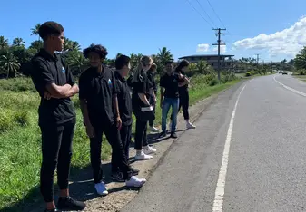 My Team on our way into town