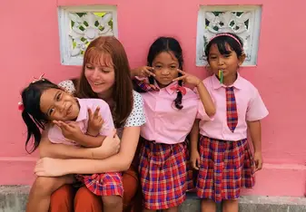 Picture of me and some of my kindergarten students